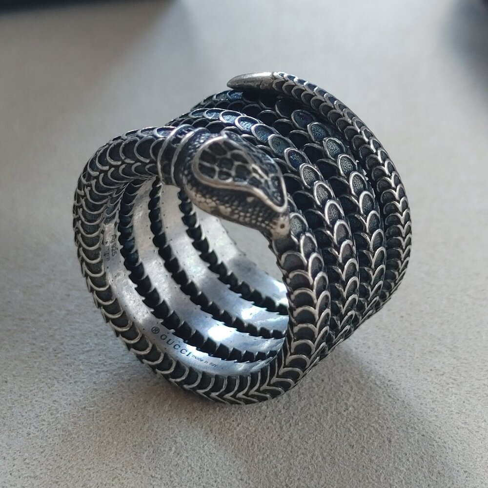 Gucci Garden Snake Wrap ring 925 Sterling Silver size US 7.5 - Picture 8 of 15